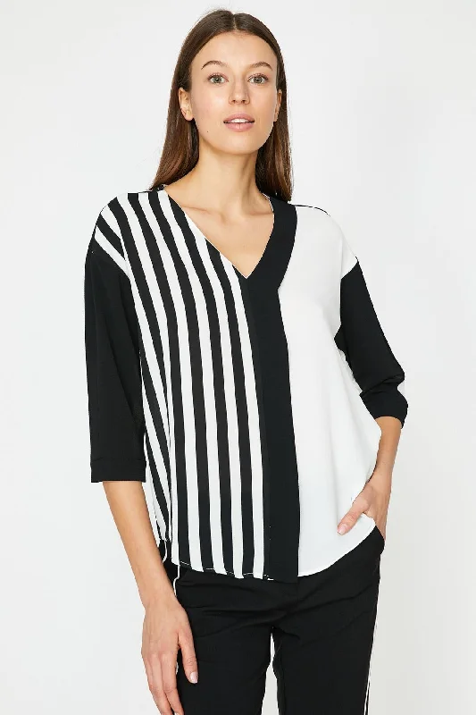 Women Raw White Print Blouse Feminine Puff Blouse
