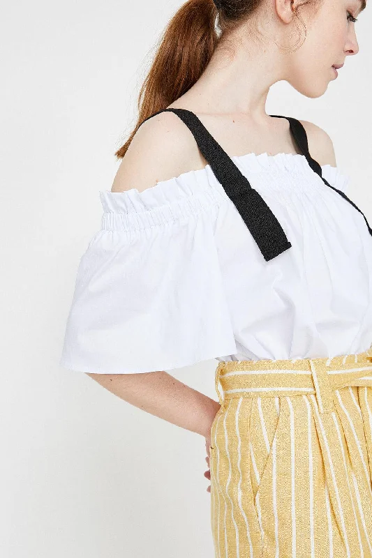 Women White Blouse Asymmetric Hem Blouse
