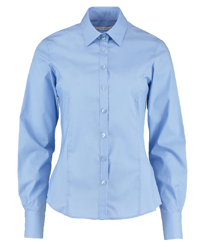Light Blue* - Business blouse long-sleeved (tailored fit) Off-Shoulder Wrap Blouse