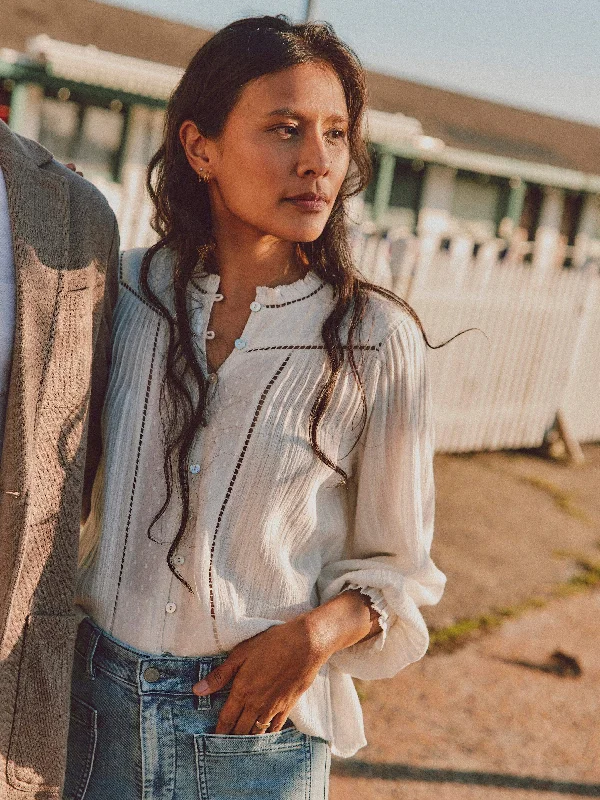 Lily Blouse - Egret Smart Business Blouse