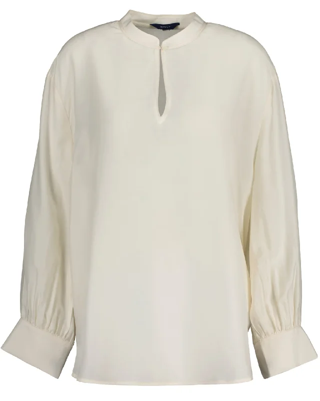 Lyocell Silk Pop Over Blouse - Linen Side Tie Blouse