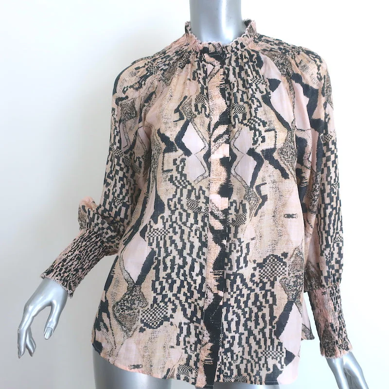 Maria Cher Julieta Blouse Quilaquina Printed Silk Size Small Long Sleeve Top Elegant Lace Blouse Maria Cher Julieta Blouse Quilaquina Printed Silk Size Small Long Sleeve Top Elegant Lace Blouse
