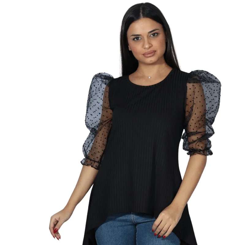MC LORENE - Long ribbed blouse Everyday Stylish Blouse