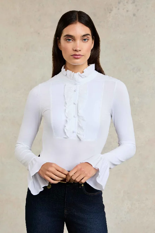 Melissa Jersey Blouse (White) Soft Satin Blouse