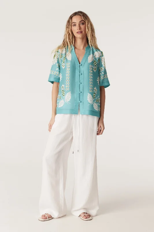 Miami Blouse - Scarf Print Semi-Sheer Blouse