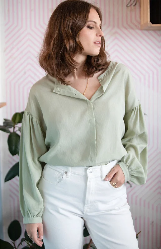 Narcisse Blouse Mint Green Wrap Front Blouse