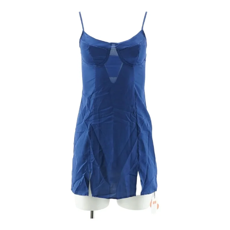 Navy Solid Mini Dress Fashionable Polka Dot Mini Dress