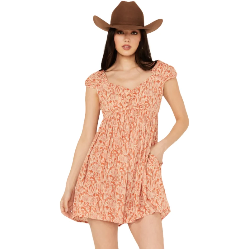 Rock & Roll Denim Ladies Cactus Print Rust Mini Dress BWD1R03871 Comfortable Wrap Mini Dress Rock & Roll Denim Ladies Cactus Print Rust Mini Dress BWD1R03871 Comfortable Wrap Mini Dress