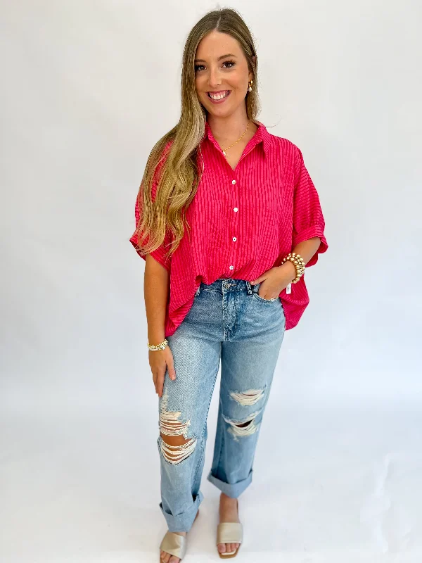 Sally Striped Oversized Blouse Chic Square Blouse