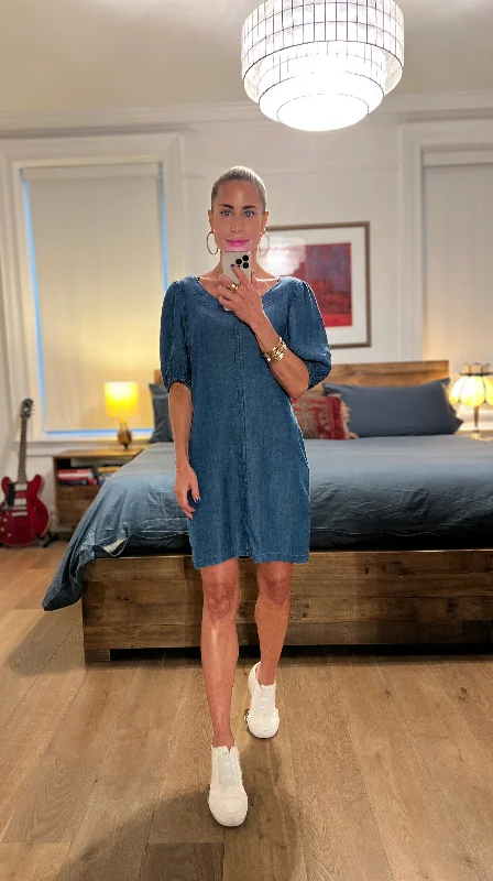 Puff sleeve mini dress - Dark Blue Stylish Sweetheart Neck Mini Dress