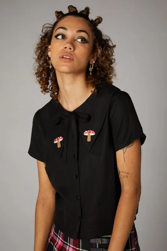 Toadstool Collar Blouse Sheer Mesh Blouse