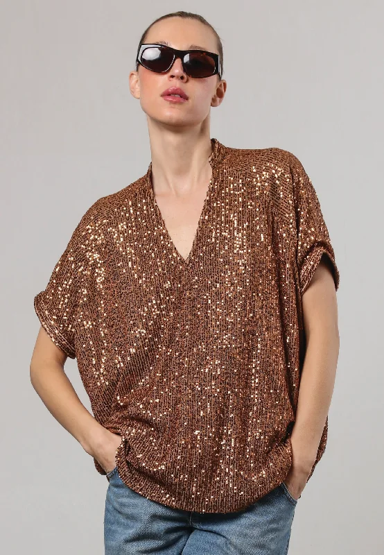 TOUCH BLOUSE BROWN Pastel Color Blouse