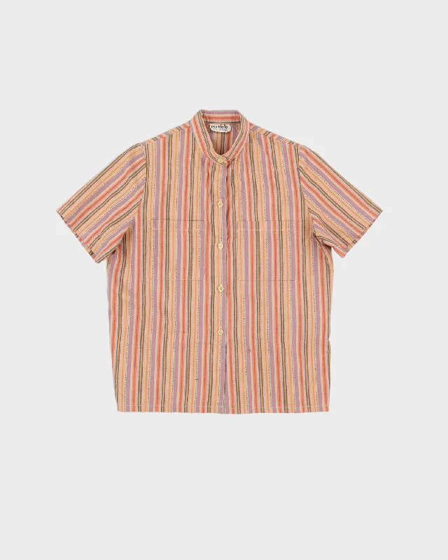 Orange And Lilac Striped Patterned Blouse - S Versatile Layering Blouse