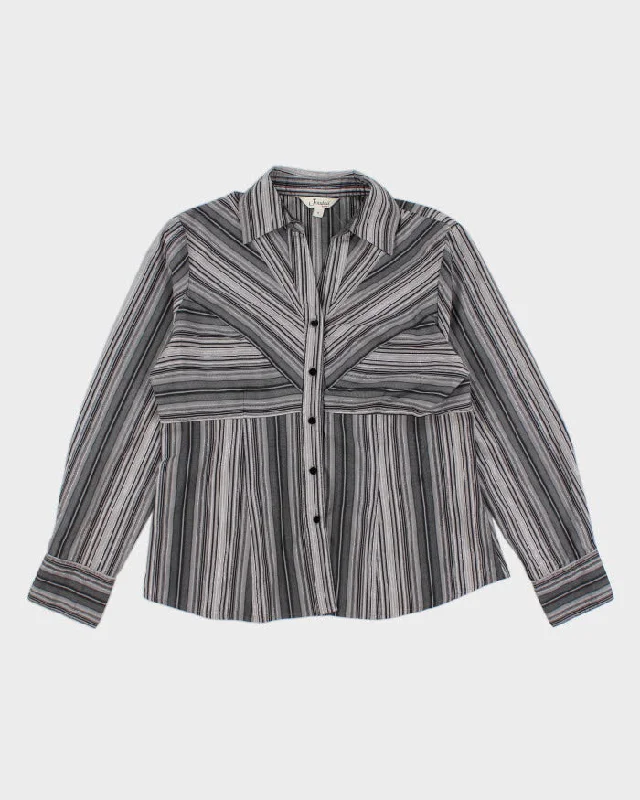 Y2K 00s Jessica Striped Blouse - M Satin Drape Blouse