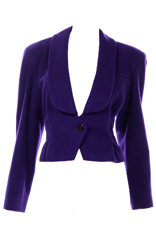 1980s Vintage Deadstock Norma Walters Purple Cashmere Blend Jacket Toggled Jacket Drawstring Jacket Belted Jacket 1980s Vintage Deadstock Norma Walters Purple Cashmere Blend Jacket Toggled Jacket Drawstring Jacket Belted Jacket