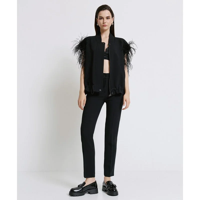 Access Fashion Black Sleeveless Jacket With Feathers Herringbone Jacket Houndstooth Jacket Plaid Jacket Access Fashion Black Sleeveless Jacket With Feathers Herringbone Jacket Houndstooth Jacket Plaid Jacket