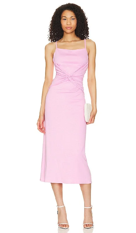 BCBGeneration Knot Front Mini Dress in Pink Elegant Satin Mini Dress
