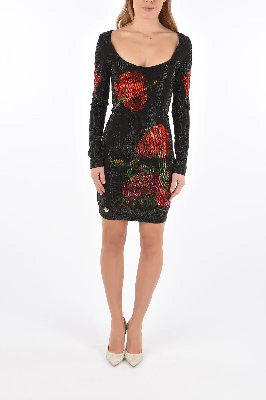 Philipp Plein rhinestone embellished all over mini dress with roses S Standard size Classic Floral Print Mini Dress Philipp Plein rhinestone embellished all over mini dress with roses S Standard size Classic Floral Print Mini Dress