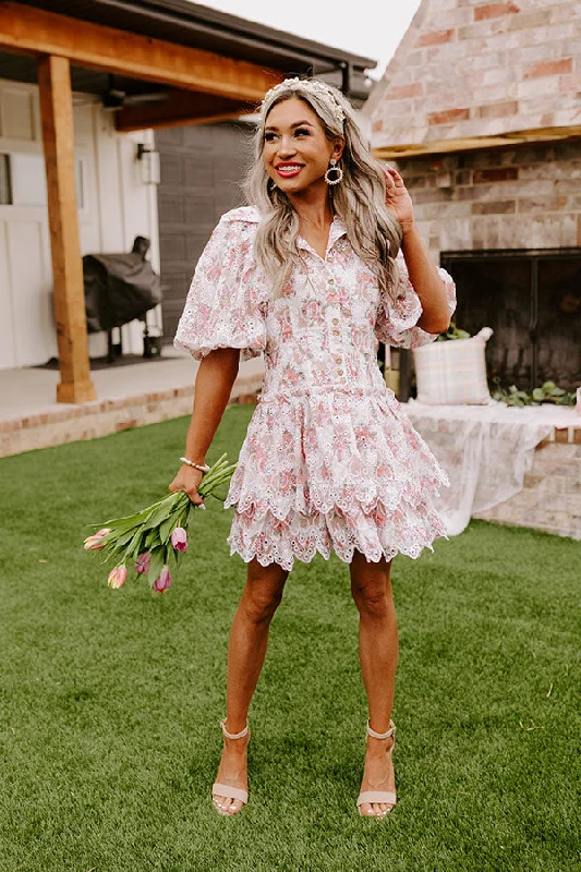 Blissful Beginnings Eyelet Mini Dress Casual Mini Dress with Pockets
