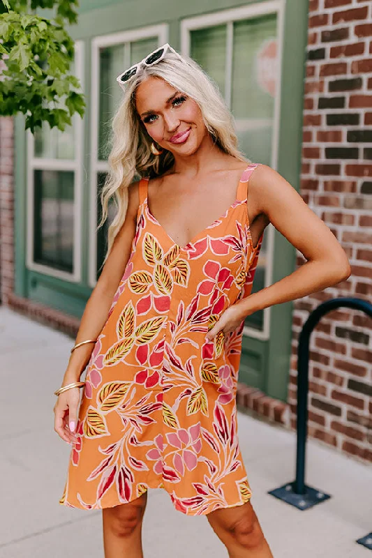 Blossom Bliss Mini Dress In Orange Fashionable Mini Dress with Frills