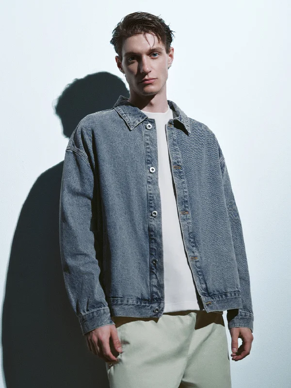 Button Up Loose Denim Jacket Fleece Jacket Down Jacket Feather Jacket