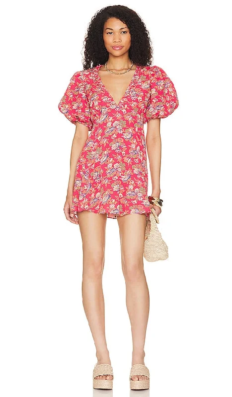 byTiMo Spring Mini Dress in Red Elegant Lace Mini Dress