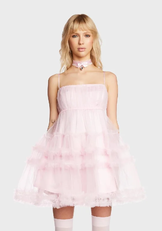 Candy Bold Fortune Tulle Mini Dress Cozy A-Line Mini Dress