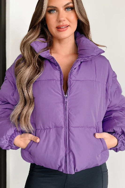 Changing Climate Detachable Sleeve Puffer Jacket (Purple) Hooded Jacket Caped Jacket Shawl Collar Jacket Changing Climate Detachable Sleeve Puffer Jacket (Purple) Hooded Jacket Caped Jacket Shawl Collar Jacket