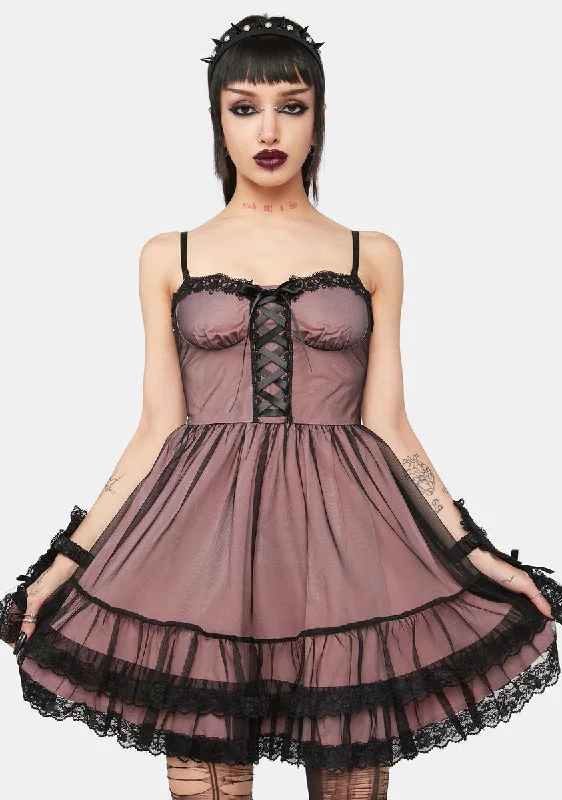 Cool Doll Mesh Mini Dress Elegant Silk Mini Dress