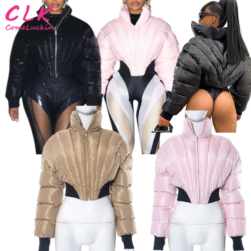 Custom Logo Solid Turtleneck Long Sleeve Zip Up Warm Cotton Y2k Sexy Crop Jacket Coat Winter Gothic Clothes Embroidered Jacket Appliqued Jacket Beaded Jacket Custom Logo Solid Turtleneck Long Sleeve Zip Up Warm Cotton Y2k Sexy Crop Jacket Coat Winter Gothic Clothes Embroidered Jacket Appliqued Jacket Beaded Jacket