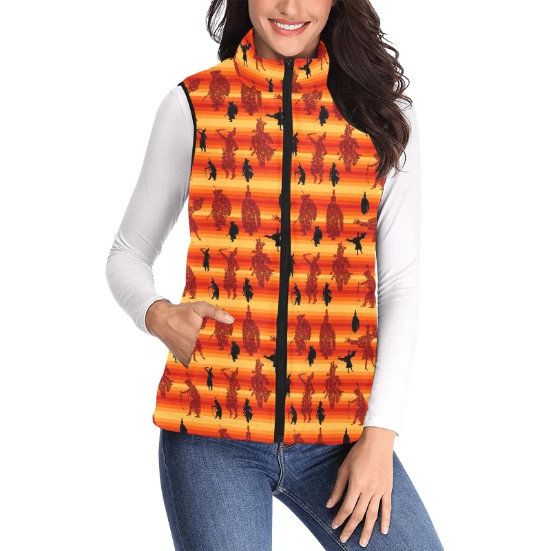 Dancers Brown Women's Padded Vest Jacket Tailored Jacket Straight Jacket A-Line Jacket