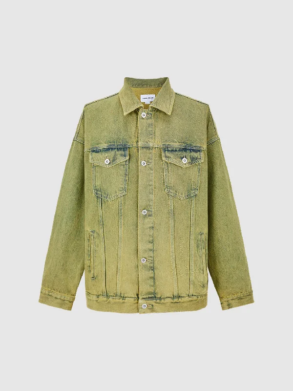 Distressed Denim Jacket Oversized Jacket Tailored Jacket Straight Jacket