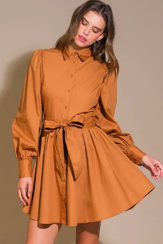 EATONS NECK WOVEN MINI DRESS Comfortable Zip-Up Mini Dress