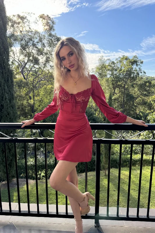 Emerson Mini Dress - Red Cozy Ribbed Mini Dress