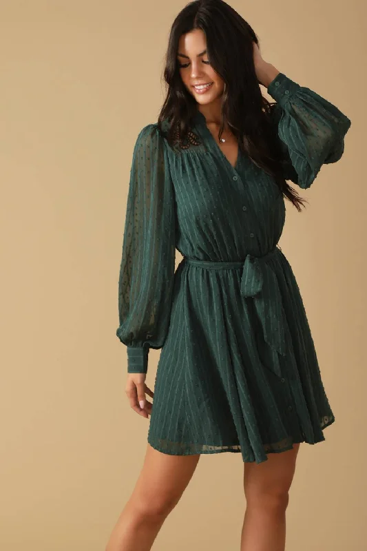 ENDLESS POSSIBILITIES WOVEN MINI DRESS Fashionable Mini Dress with Frills