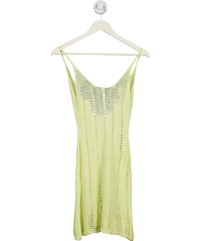 Flook The Label Yellow 100% Rayon Mini Dress UK XS Chic Puff Sleeve Mini Dress