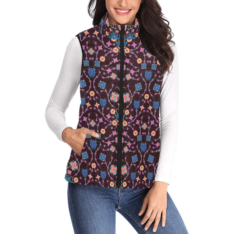 Floral Damask Purple Women's Padded Vest Jacket Insulated Jacket Fitted Jacket Loose Jacket Floral Damask Purple Women's Padded Vest Jacket Insulated Jacket Fitted Jacket Loose Jacket