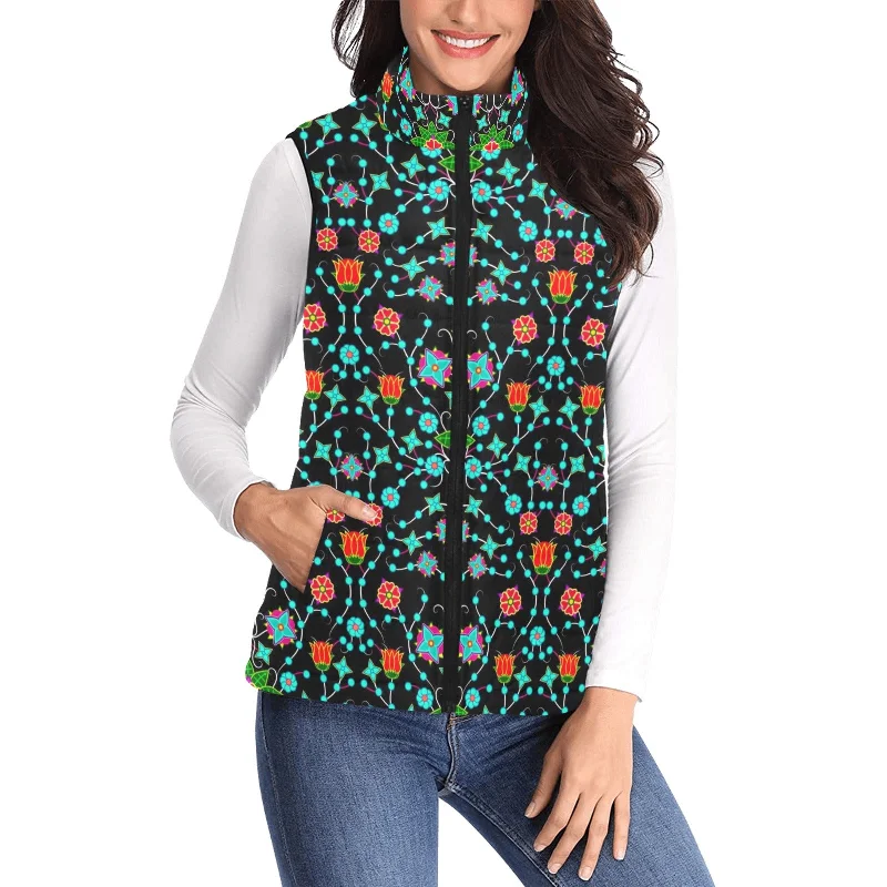 Floral Damask Upgrade Women's Padded Vest Jacket Fleece Jacket Down Jacket Parka