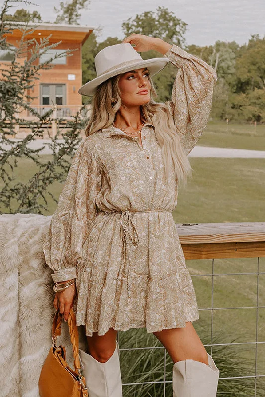 Glamour Galore Paisley Mini Dress Comfortable One-Shoulder Mini Dress