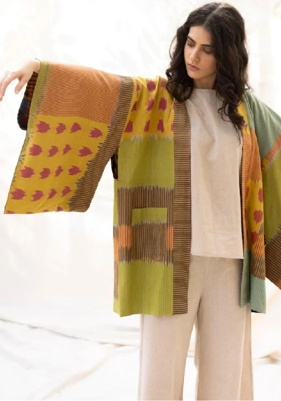 Haori Reversible Jacket Front Pockets Side Pockets Patch Pockets