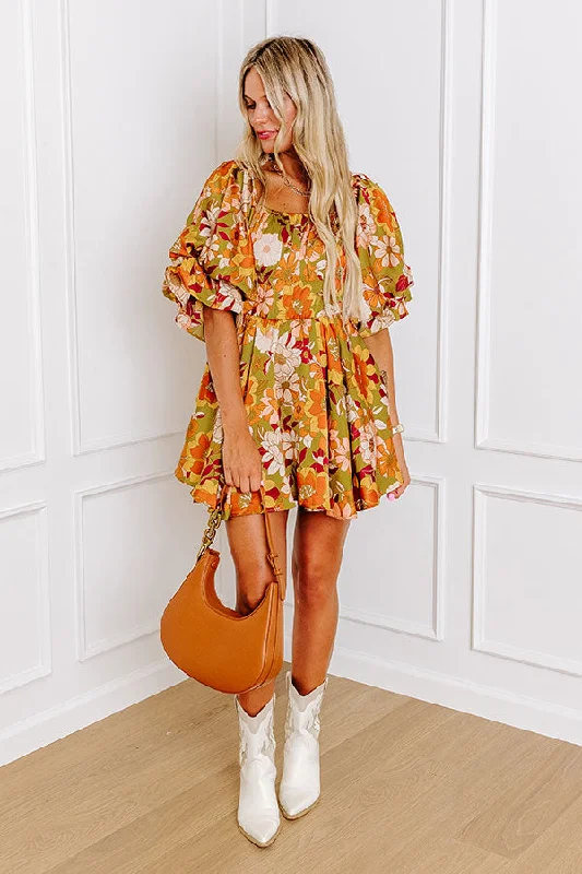Happy Haven Floral Mini Dress in Olive Cozy Knitted Mini Dress