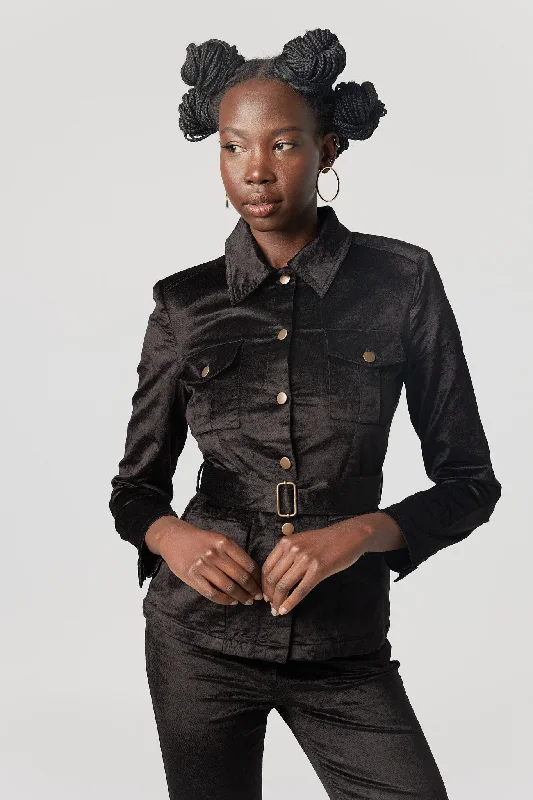 "Here's Looking At You" Military Jacket Zippered Front Buttoned Front Snap Front