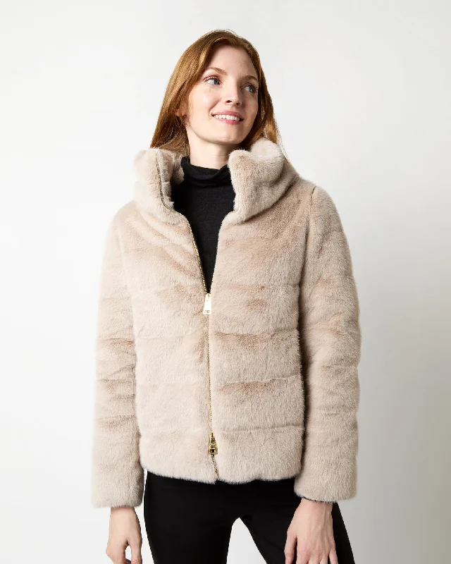 Faux Fur Teddy Jacket in Chantilly Cotton Jacket Linen Jacket Terry Jacket