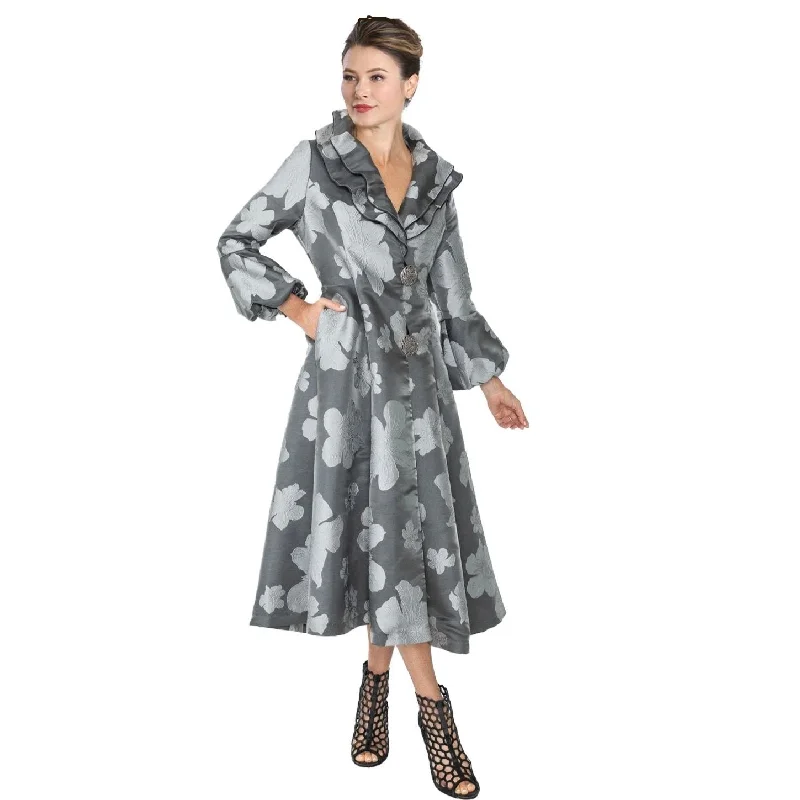 IC Collection Long Floral Jacquard Double Collar Midi Jacket - 4764J-CH Cardigan Sweater Pullover IC Collection Long Floral Jacquard Double Collar Midi Jacket - 4764J-CH Cardigan Sweater Pullover