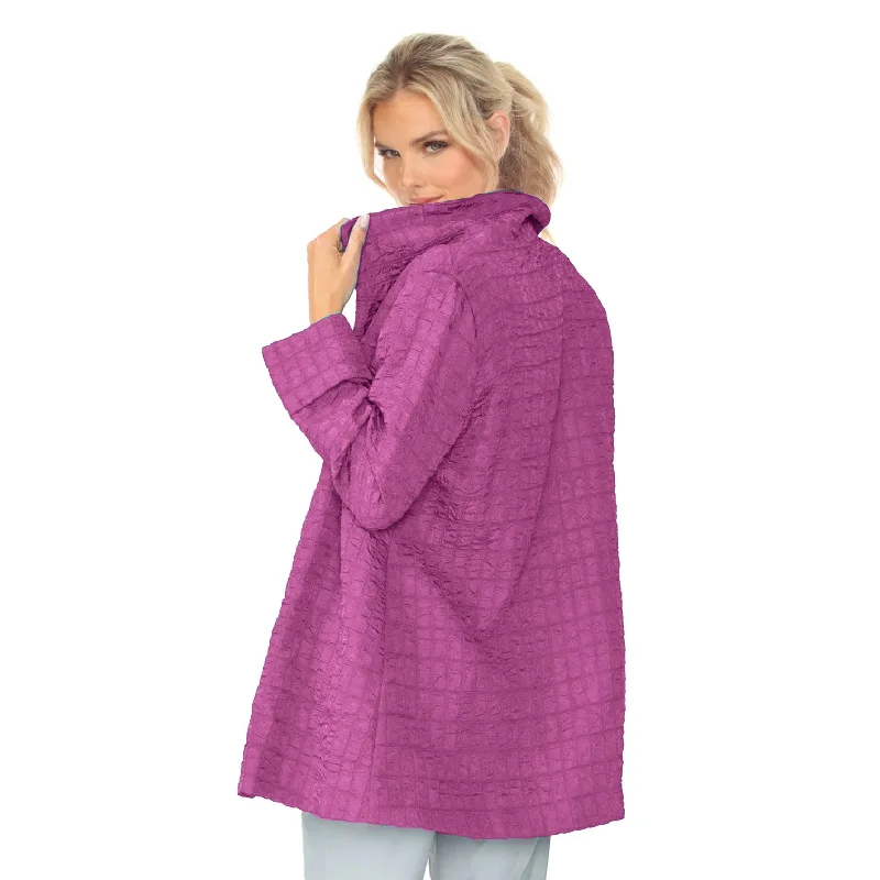 IC Collection Jacquard One-Button Jacket in Plum - 6290J-PLM Zippered Jacket Buttoned Jacket Snapped Jacket IC Collection Jacquard One-Button Jacket in Plum - 6290J-PLM Zippered Jacket Buttoned Jacket Snapped Jacket