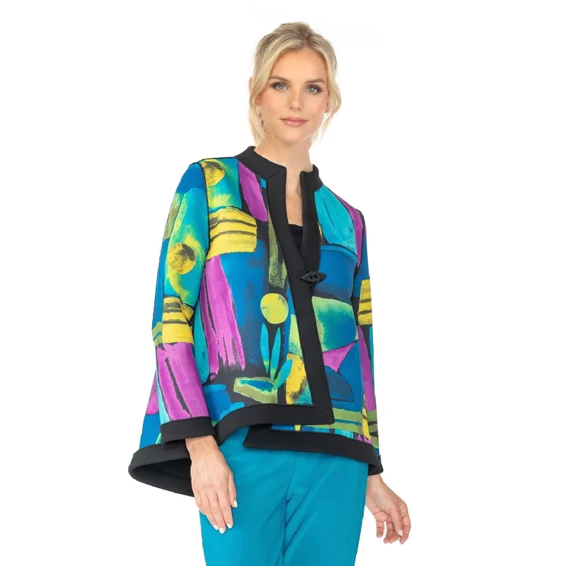 IC Collection Mosaic Asymmetric Jacket in Blue - 6696J- BLU Faux Fur Jacket Real Fur Jacket Shearling Jacket IC Collection Mosaic Asymmetric Jacket in Blue - 6696J- BLU Faux Fur Jacket Real Fur Jacket Shearling Jacket