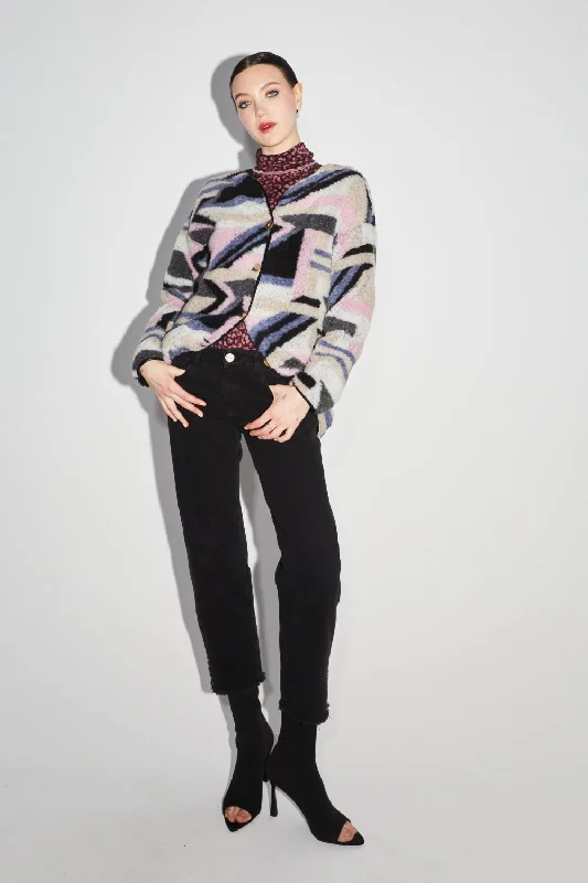 Imprevu Lea Teddy Mosaic Jacket Nylon Jacket Polyester Jacket Spandex Jacket
