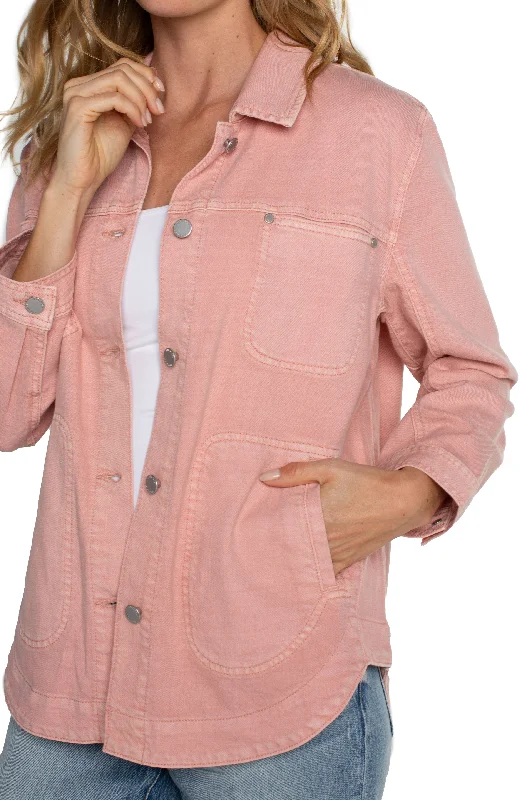Liverpool Shirt Jacket (rose blush) Jersey Jacket Tulle Jacket Batik Jacket