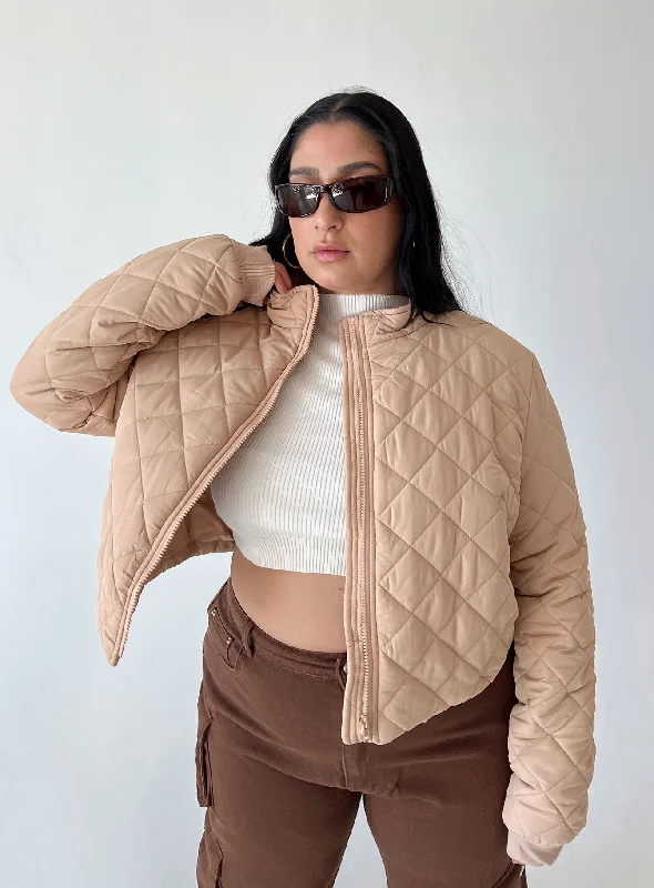 Lucia Jacket Beige Curve Quilted Jacket Puffer Jacket Insulated Jacket