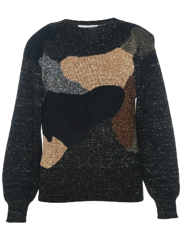 Lurex Thread Pattern Sparkly Patterned Jumper - S Open Front Closed Front Wrap Front